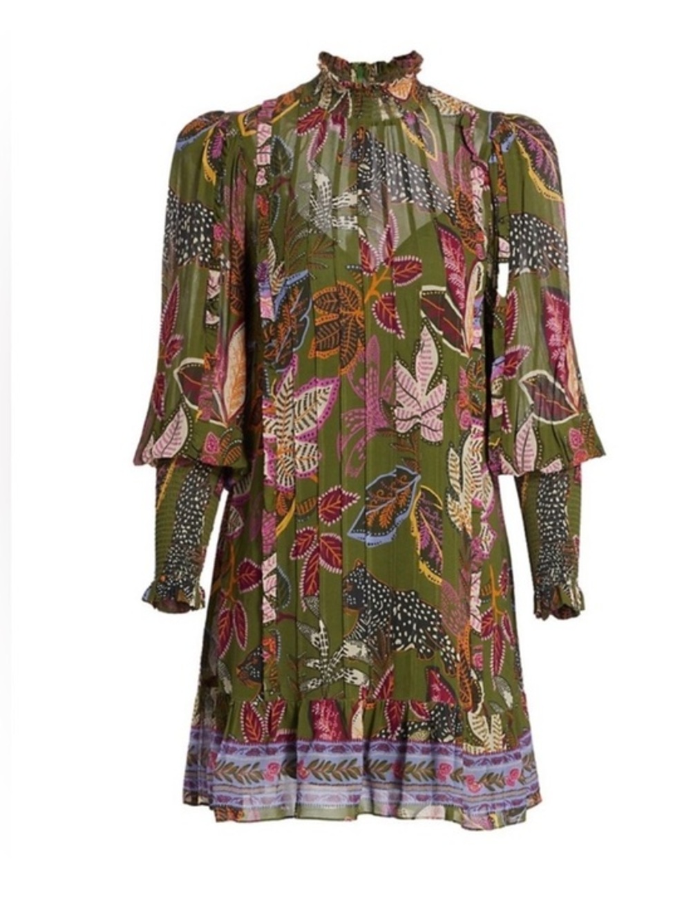 Farm Rio Wild Jungle Printed High-neck dress